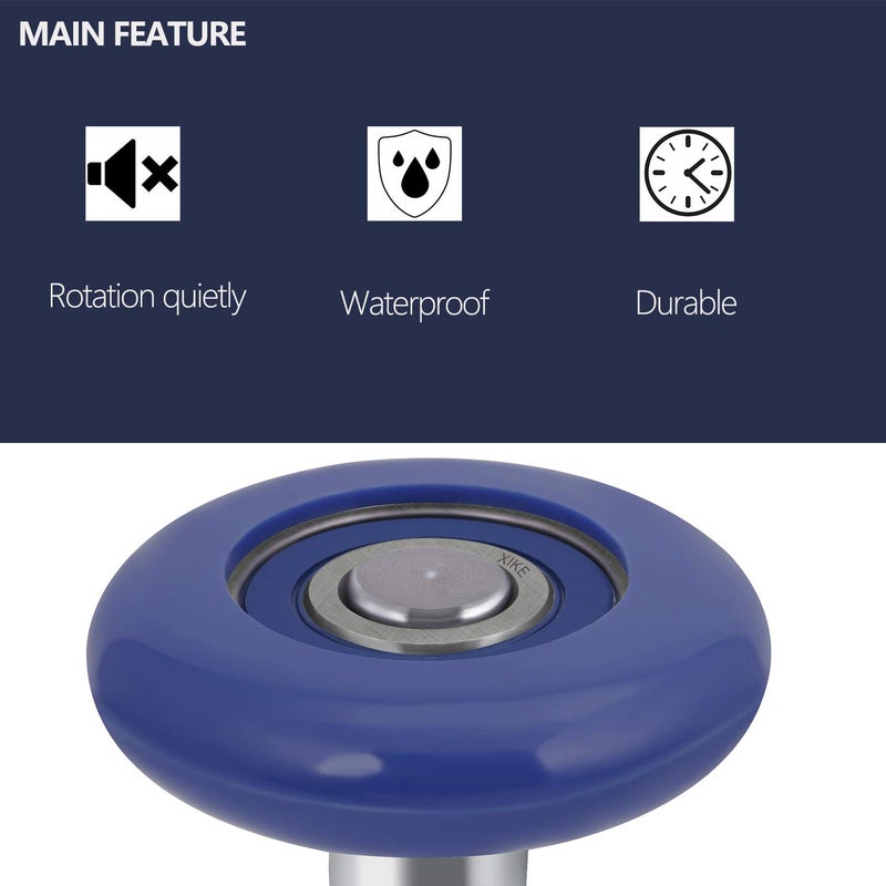 XiKe 10 Pack Blue 2"" Nylon Garage Door Roller 7"" Stem, Quiet/Durable and High Load, Use 6200-2RS Double Seals Precision Bearings. - Image 2